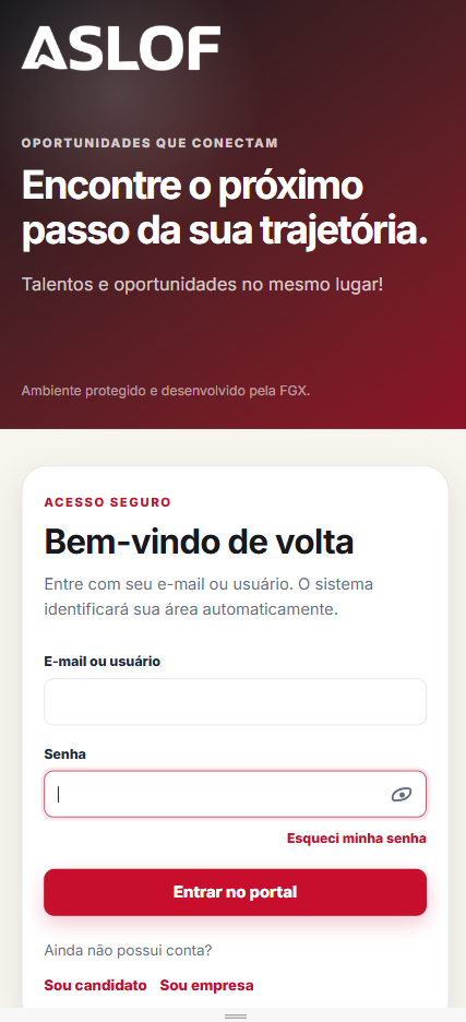 as Loft — Acesso de candidatos e empresas