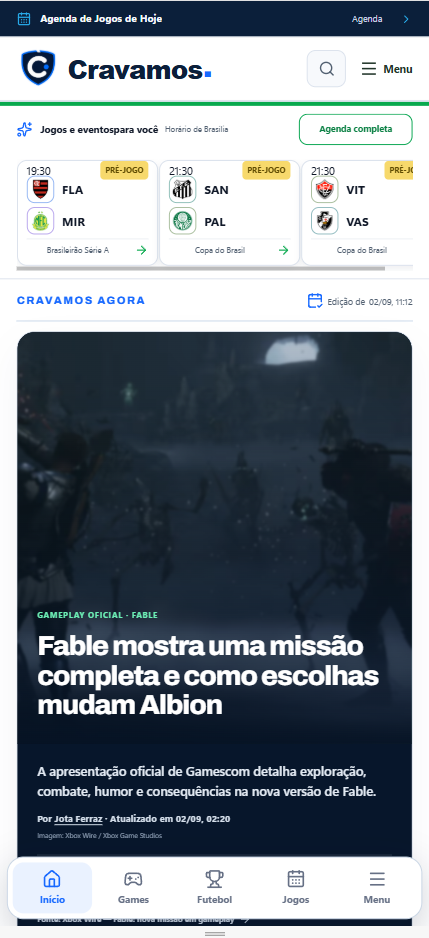 Portal Cravamos — Portal no mobile